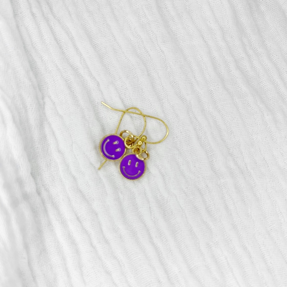 18k gold plated smiley face earrings